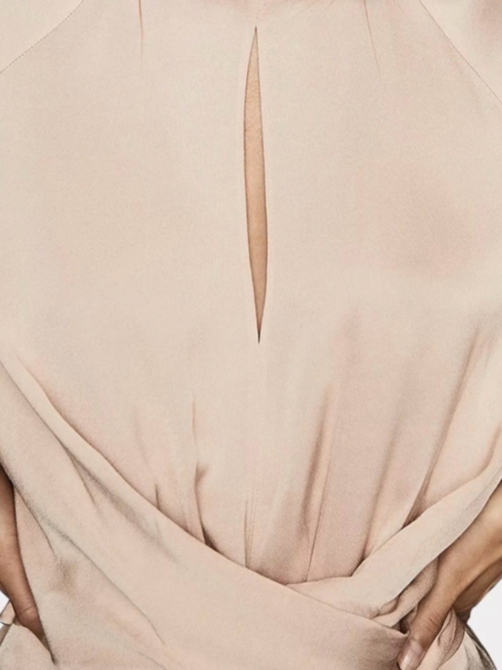 Reiss  Blush/Taupe Midi Dress with Draped Waist - Picture 4 of 5